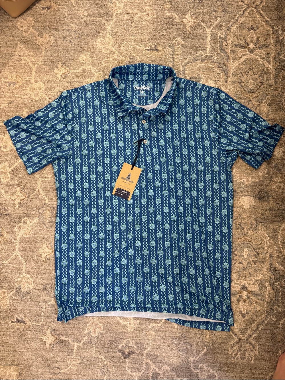 chubbies Blue Patterned Short-Sleeve Polo